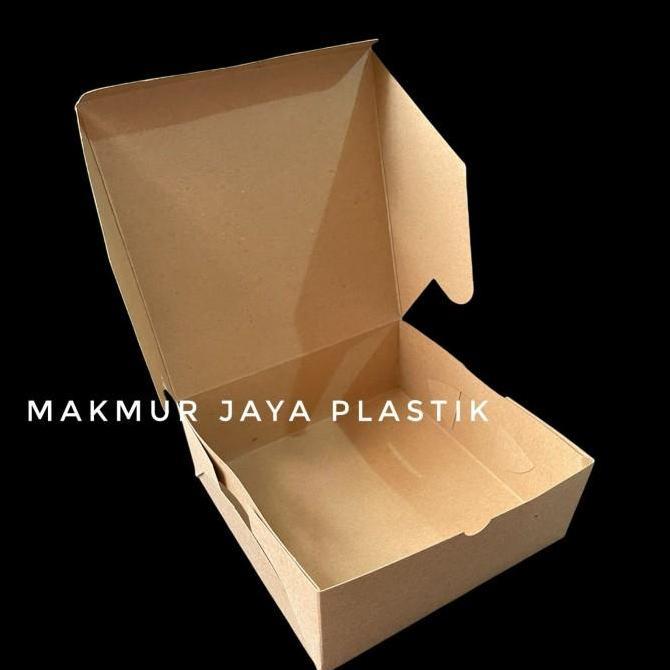 [ DUS NASI KOTAK 18 x 18 KRAFT ] BOX HAJATAN POLOS COKLAT