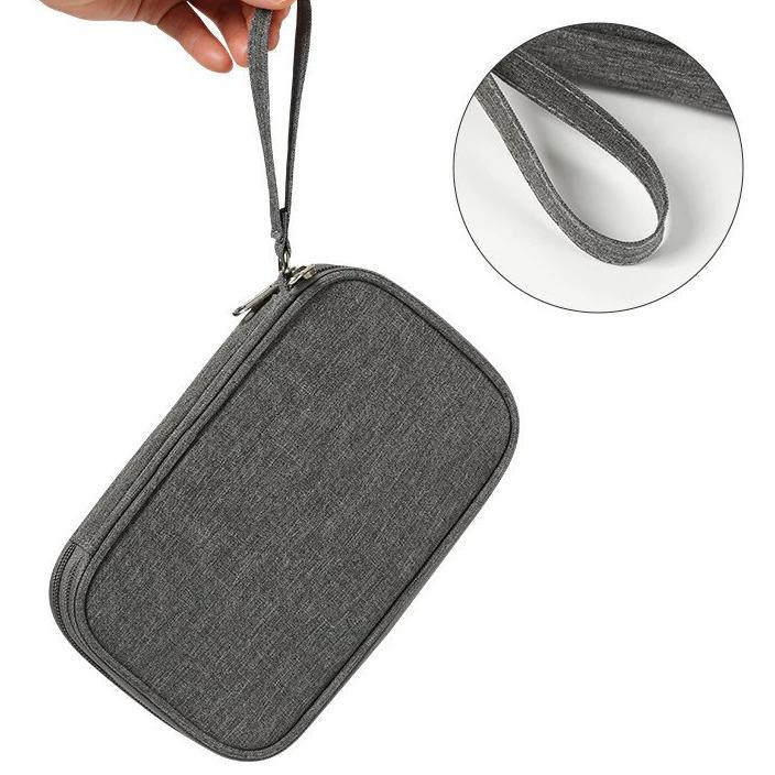 Pouch Dompet Travel Double Layers Mini Storage Organizer Cable Cord aksesoris traveling