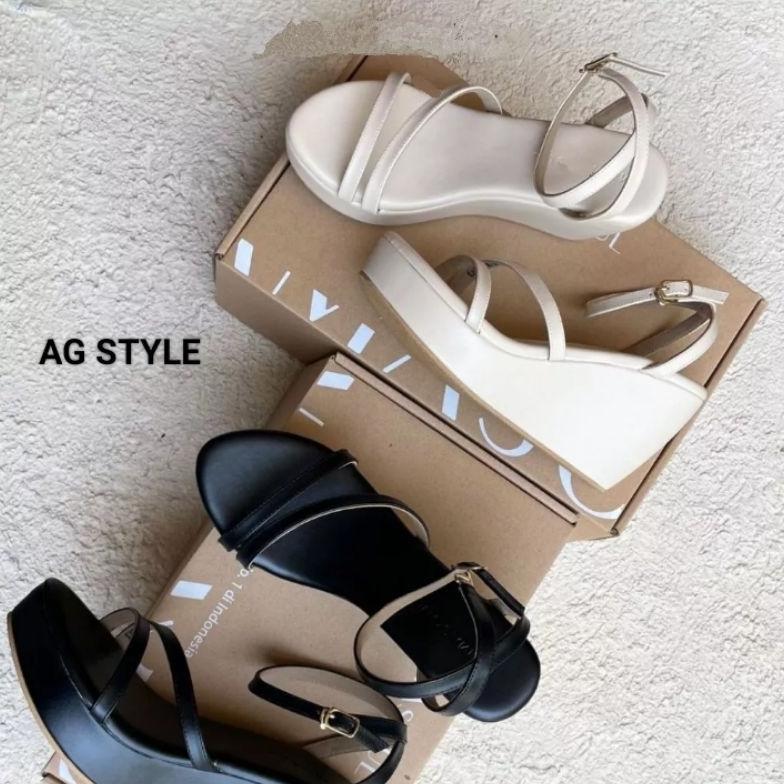 Sandal Wanita Wedges 9 Cm Tali Lilit High Heels Elegan