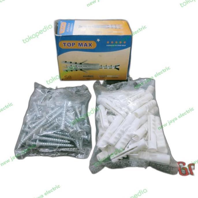 Gasss- Top Max Fisher S8 + Sekrup 1Kotak 50Set / Fiser Tembok S8 + Skrup 50S