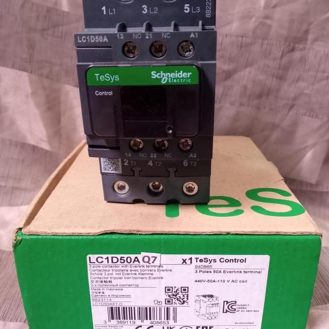 Kontaktor/Contactor 3Phase Schneider Lc1D50Aq7 Coil 380V Baru