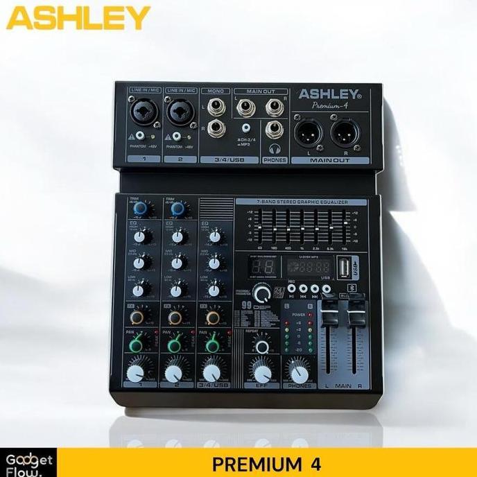 Mixer Audio Ashley Premium 4 Mixer Karaoke 4 Channel Bt Sound Card 7 Band Original Metal | Promo