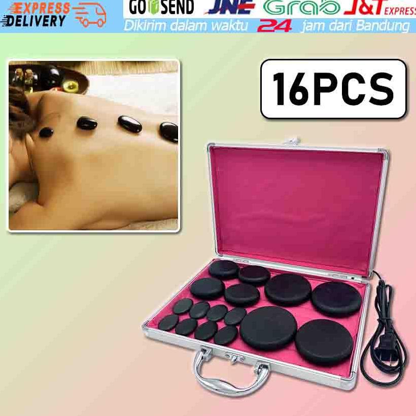 hot sale 16pcs/set body massage stones massage stone set hot stone with heater box