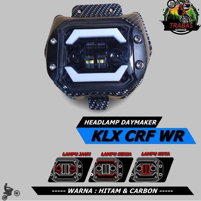 HEADLAMP LAMPU DAYMAKER CARBON KLX CRF WR WR155 DEMEKER DAYMAKER KARBON REFLEKTOR SUPERMOTO SUPER MO