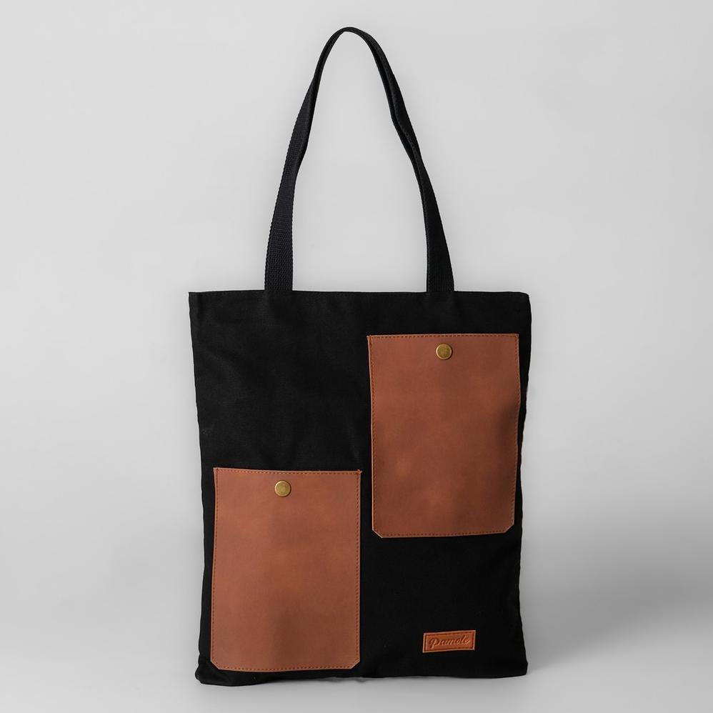 HOT SALE Pamole Totebag Kanvas Totebag Kuliah Totebag Kerja Penutup Resleting Totebag Unisex - Pocke