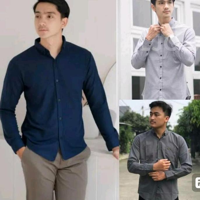 Termurah / Hot Sale Paket Usaha 100 Rb 3 Pcs Kemeja Panjang Pria Kantor Formal Cowok Katun Kerja Cas