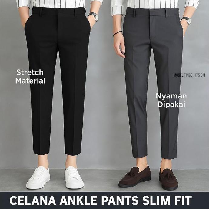 Termurah / Hot Sale Nds Coleksen Ankle Pants Celana Panjang Casual Nyaman Melar Varian Slim Fit Form