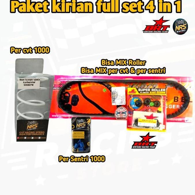 Paket Kirian Beat karbu Scoopy karbu Spacy karbu 4 in 1 Vanbelt BRT Roller BRT per cvt 1500rpm per s