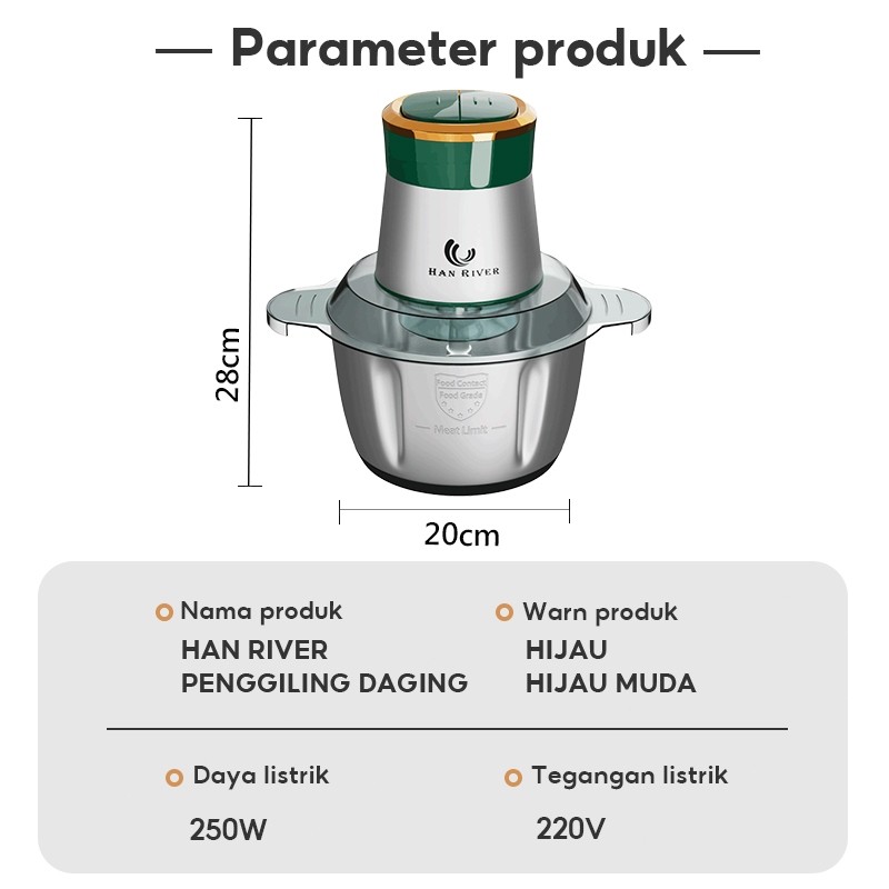 Han River Blender Hrjrj-S2Bk Chopper 2L