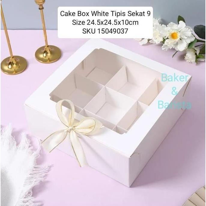 #####] Cake Box White Tipis Sekat 9 dessert box kotak kue Bolu Potong Gift dessert box kue impor