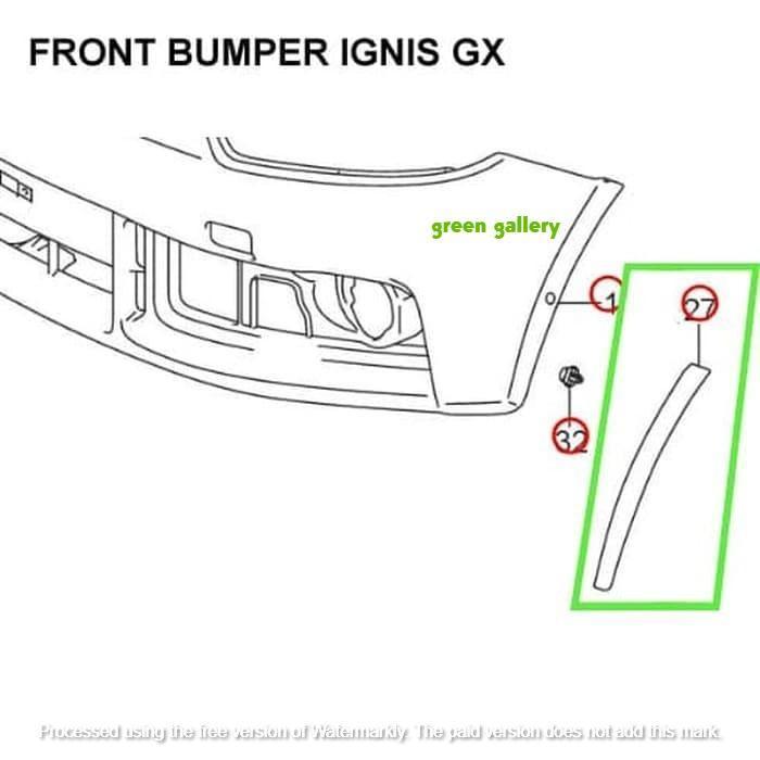 Moulding / Spoiler / List Bumper Depan Suzuki Ignis Gx Original Original Dan Terpercaya