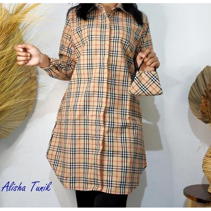 ALTHREE Clothing - ALISHA Atasan Tunik Katun Kancing Kotak