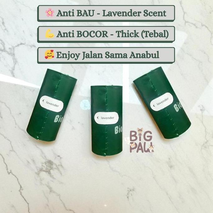 BigPaw Poop Bag Thick Tebal Lavender Scent 360 pcs | 24 roll | Anabul Poop Bag | Plastik Diaper | Pl