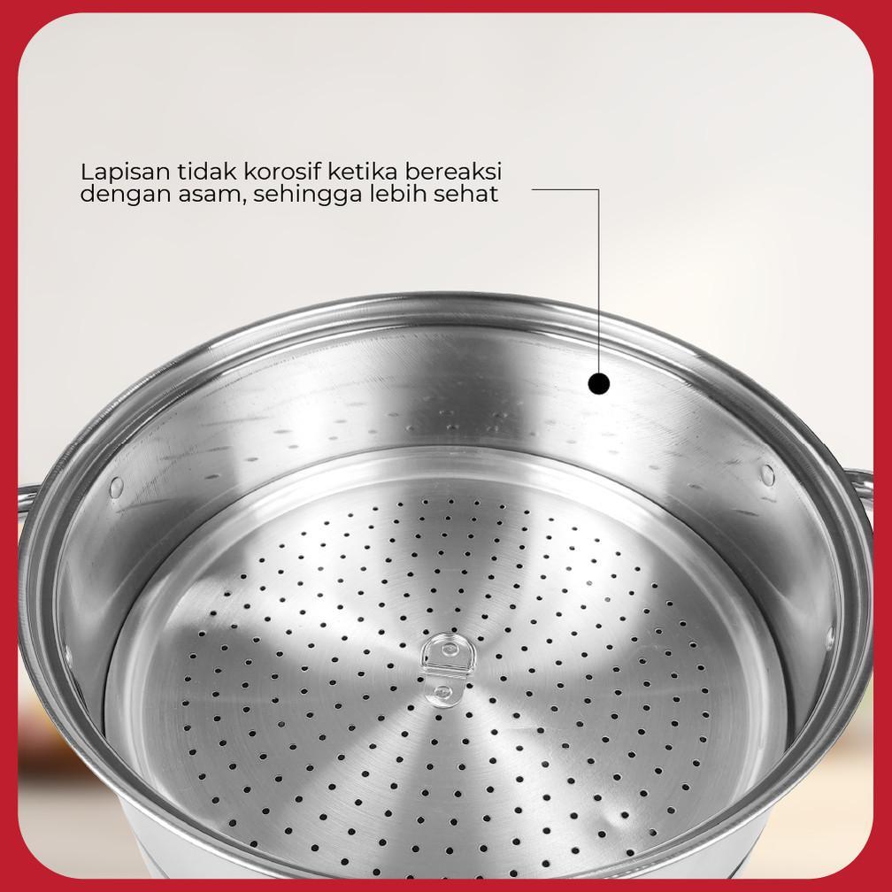 BEST SELLER PANCI KUKUS STAINLESS STEEL TEBAL 3 SUSUN 30CM 11 LITER KUKUSAN DIMSUM DANDANG ANTI LENG