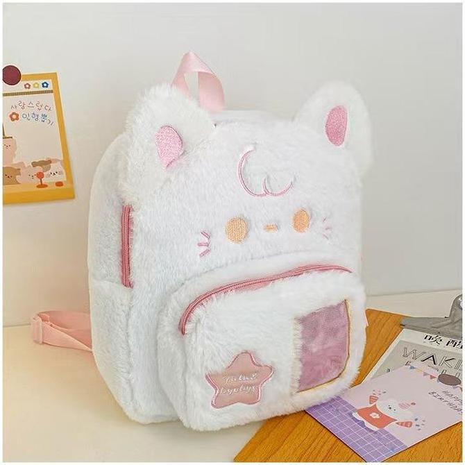 Gabrim- (Cod) Tas Kucing Tk Anak-Anak Tas Ransel Boneka Kerah Bulu Karakter Tas Boneka Bagpack Lagi 