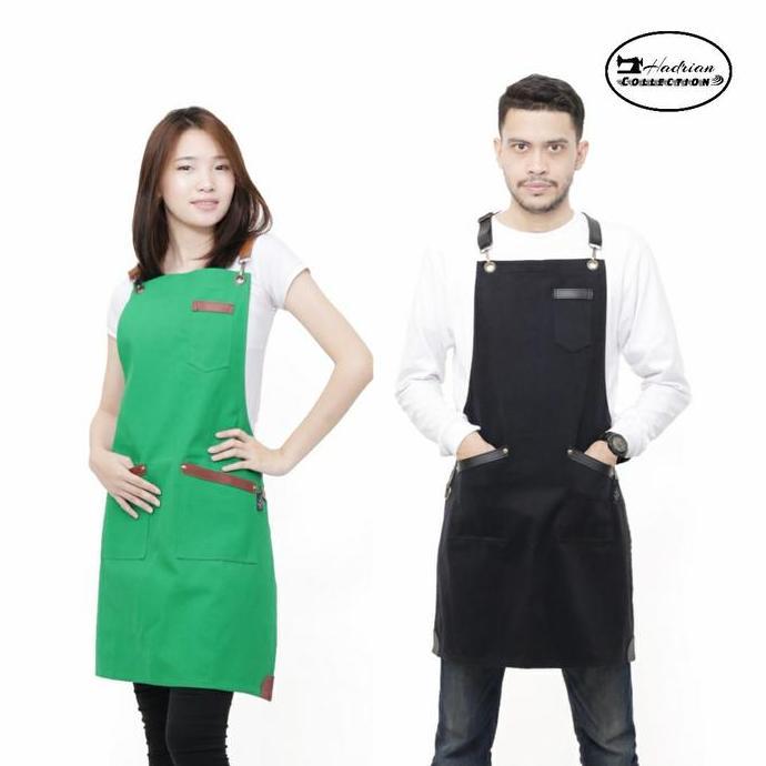 TERLARIS - Apron Kanvas Barista Hijau & Hitam