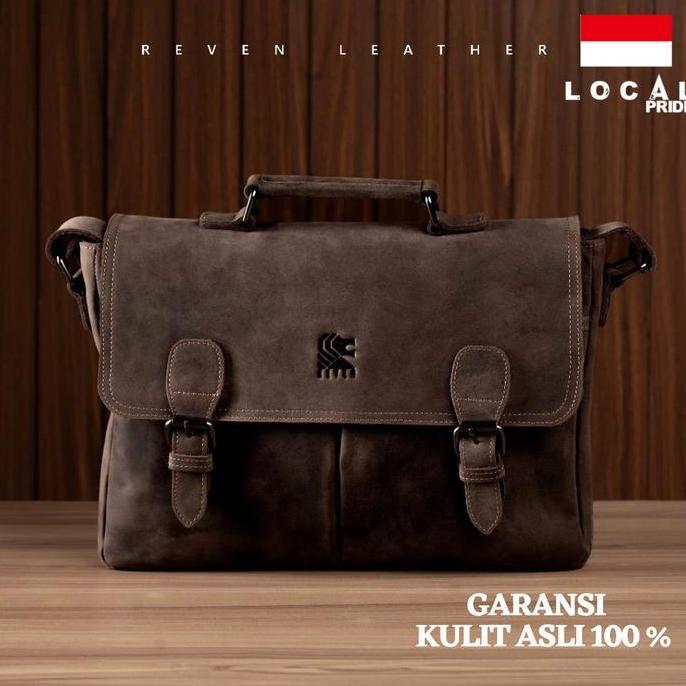 Gabrim- Messenger Bag Briefcase Leather Pria Tas Laptop Kerja Kantor Kulit Ch