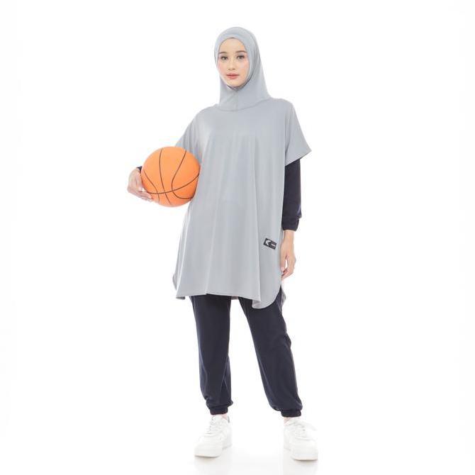 KANZATA Outer Hijab Sport Kerudung Olahraga Lari Syari Menutup Dada Sporty Hitam Panjang Muslim Hood