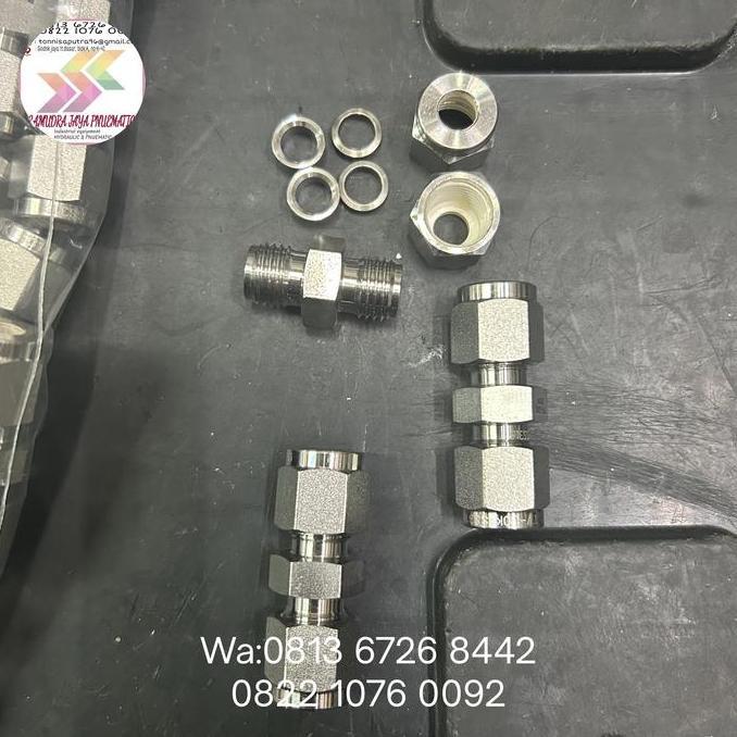 BERGARANSI UNION CONNECTOR SS316 8MM OD / UNION CONNECTOR DOUBLE FERRULE SS316 8MM OD/ UNION CONNECT