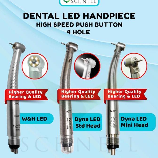Masri.damar  - Highspeed Handpiece Dental with LED Lampu 4 Holes / High Speed Hand Piece Small Mini 