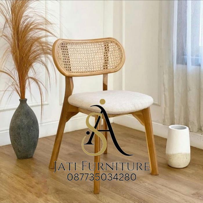 kursi cafe rotan kursi makan kombinasi rotan dan dudukan busa kayujati