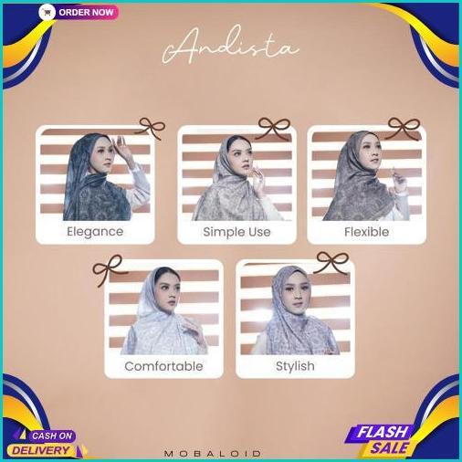 Andista - Mauve Hijab Motif Pashmina Turki Premium Bahan Voal Anti Kusut