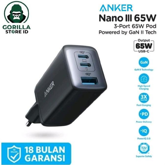 TERLARIS - Wall Charger Anker PowerPort Nano III 65 Watt - A2667
