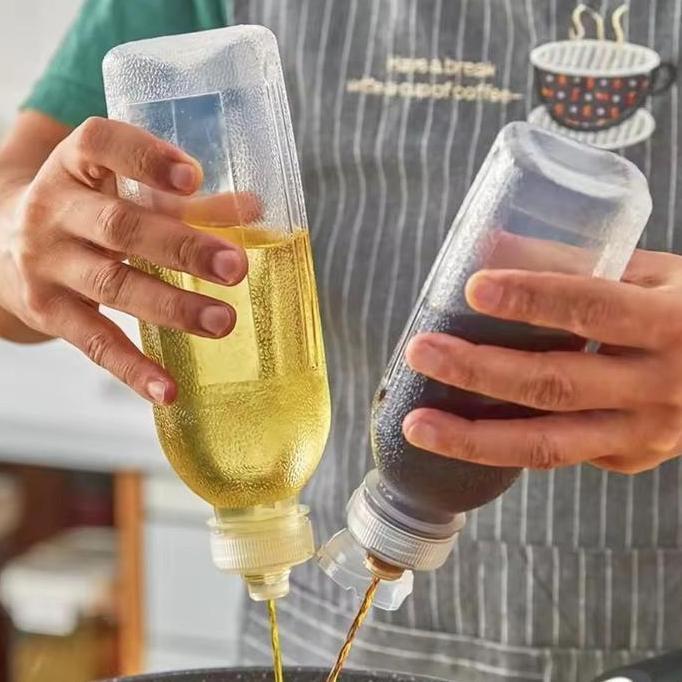 WESELTON Botol Fliptop untuk Minyak Makan Kecap Saos Saus Madu tomat Bumbu Cair Dapur Plastik bentuk
