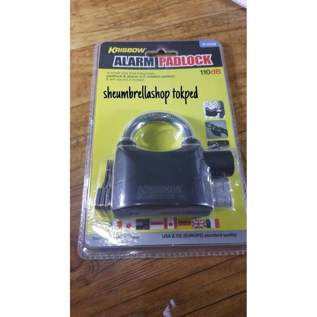 gembok alarm 110db krisbow dengan 3 kunci / padlock
