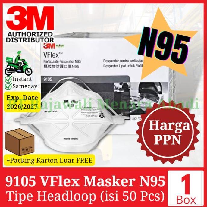 3M Masker 9105 VFlex N95 NIOSH (1 Box isi 50 Pcs)