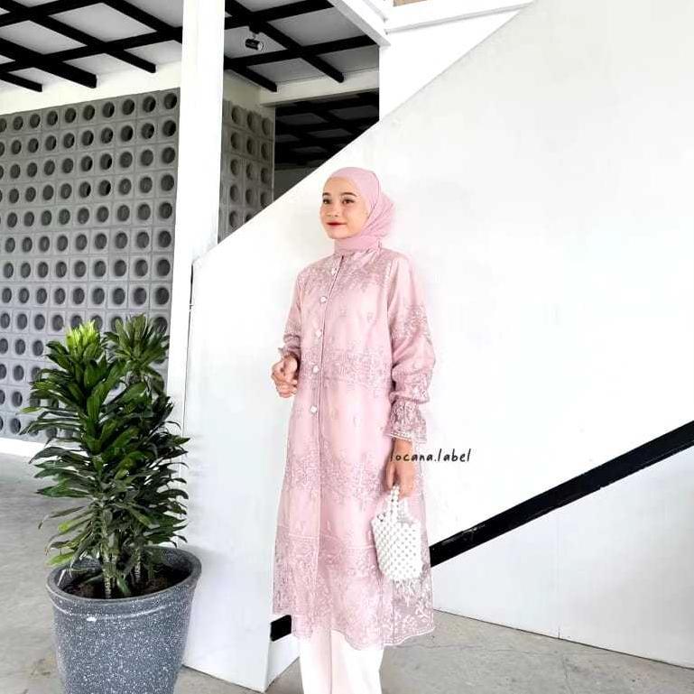 STOK TIPIS ALUNA LONG TUNIK BUSUI FRIENDLY TUNIK BROKAT-ATASAN WANITA