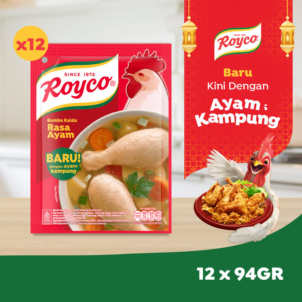Royco Bumbu Kaldu Penyedap Rasa Ayam Kampung dengan Kaldu Gold Standard 94g x12 - Menu Buka Puasa Re