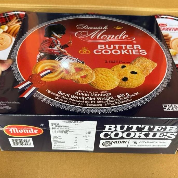 Agen distributor makanan ringan hampers lebaran snack biskuit monde butter cookies kaleng besar jumb
