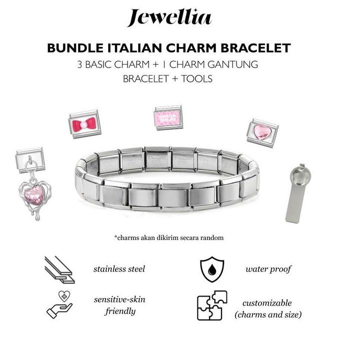 Warhan_pik - [ BUNDLE] Jewellia - ITALIAN CHARM BRACELET SET| Silver Couple Bracelet | Titanium Stai