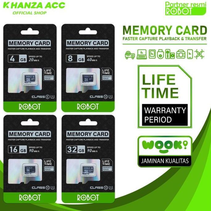 KHANZAACC Kartu Memori HP Micro SD Robot 4GB 8GB 16GB 32GB Memory Card
