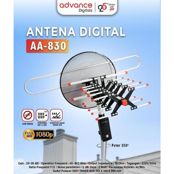 CLEARANCE SALE - Advance AA-830 Antena Outdoor dengan Remote Bisa Berputar Support STB TV LED Tabung
