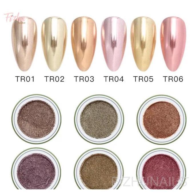 chrome powder nailart / chrome powder gold series / nailart chrome