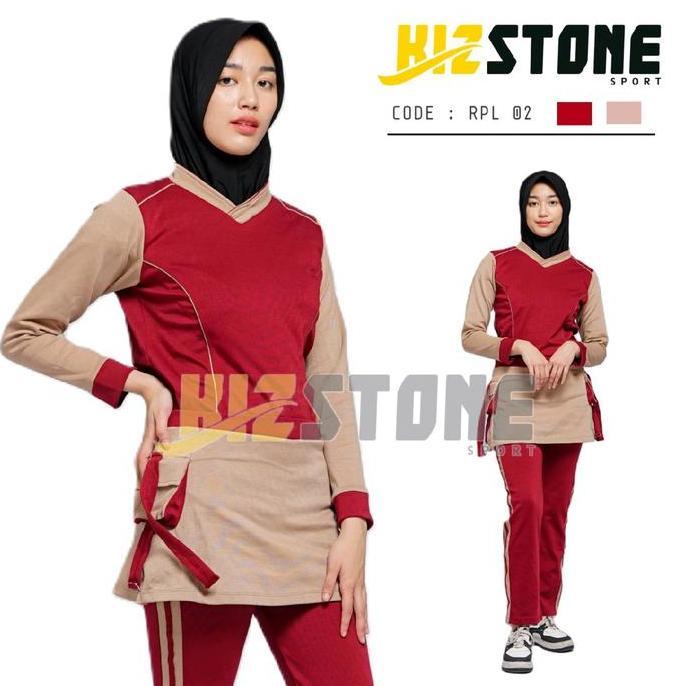 Setelan Pakaian Olahraga Wanita | Baju Senam Wanita | Setelan Baju Senam Muslimah Sport