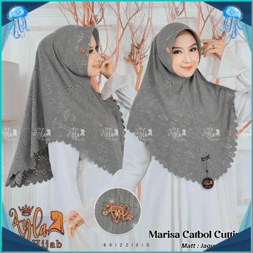 Terbaru (Cod) - Hijab Catbol Marisa Cutting Ori Ayla Jilbab Instan Katbol Jaguar Bolong Lasercut Pre