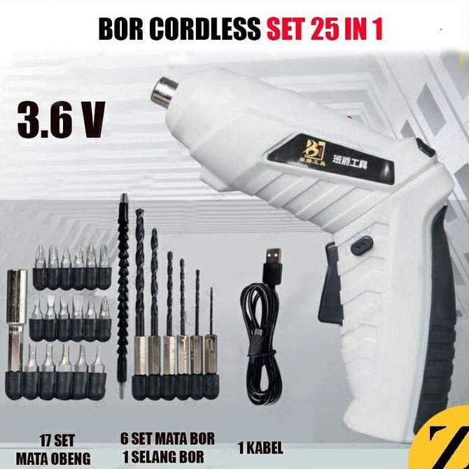 Ready Mesin Bor Baterai Batrai 3.6V 3.6Volt Cordless Mini/Bor Baterai Tangan