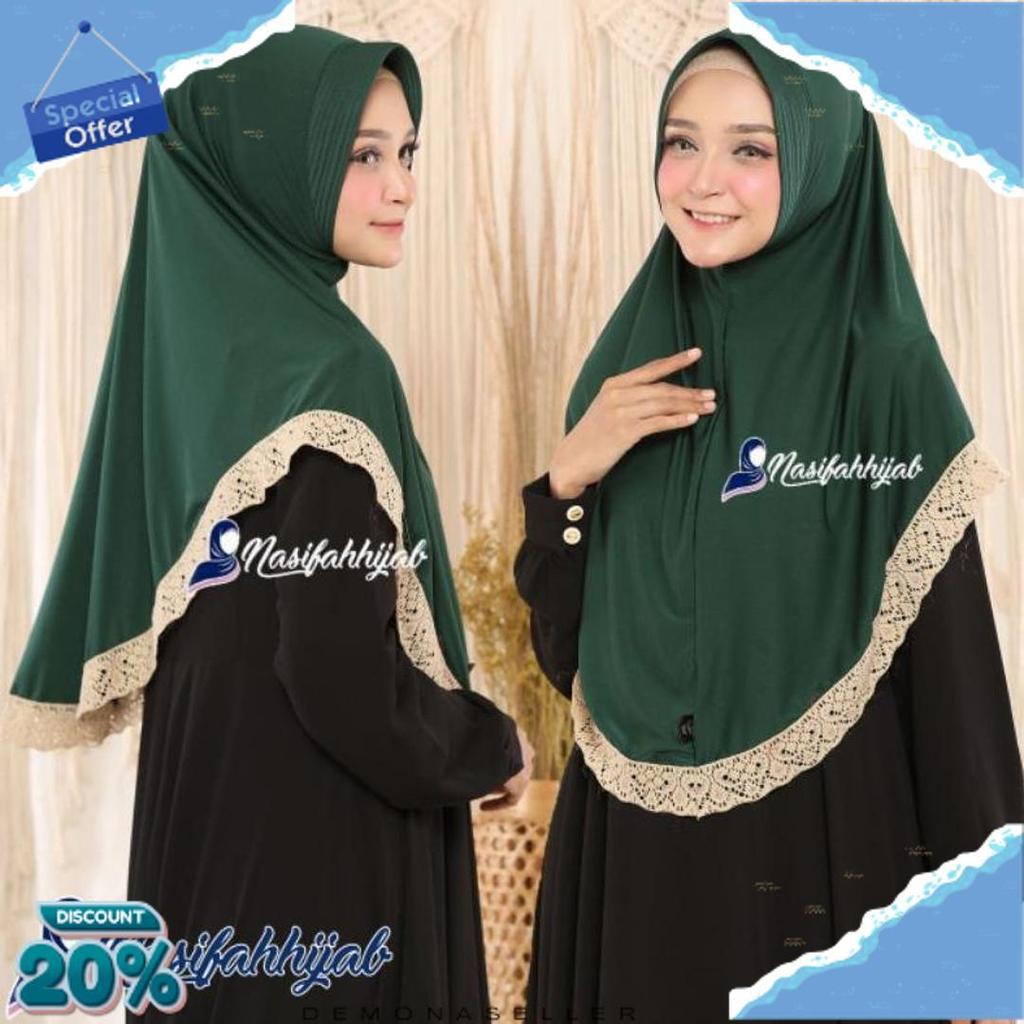 Nasifah Hijab2 - Jilbab Sari Renda / Jilbab Instan Renda Bahan Jersey
