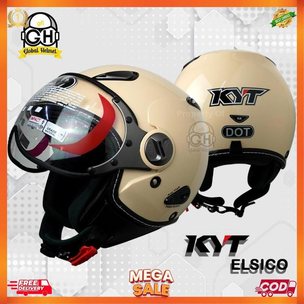 Helm Kyt Elsico Solid Cream Kyt Helm Elsico Polos Cream Half Face [H2]