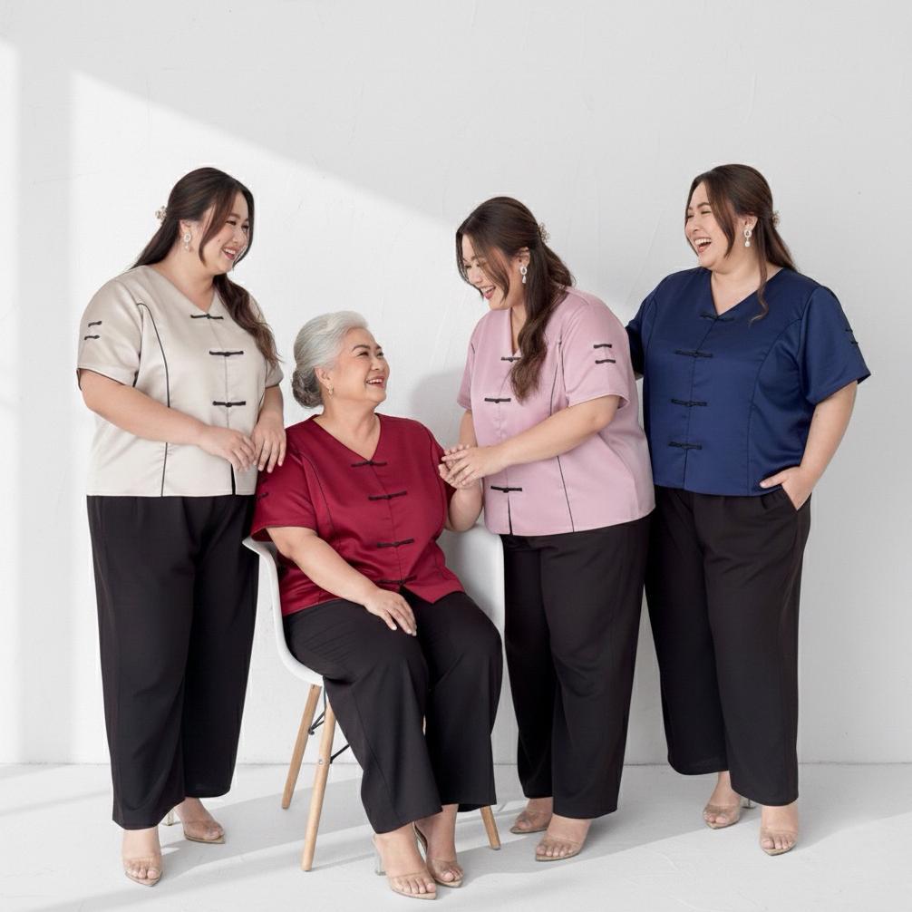 QIO CNY Blouse Bigsize BB 80 -120kg | Baju Imlek wanita Bigsize | Baju Imlek Jumbo | CNY Blouse Plus