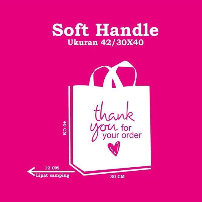 Picnpic- Kantong Plastik Soft Handle 42/30X40 Bahan Pe Motif Thank You Lipatan Samping | Kantong Pla