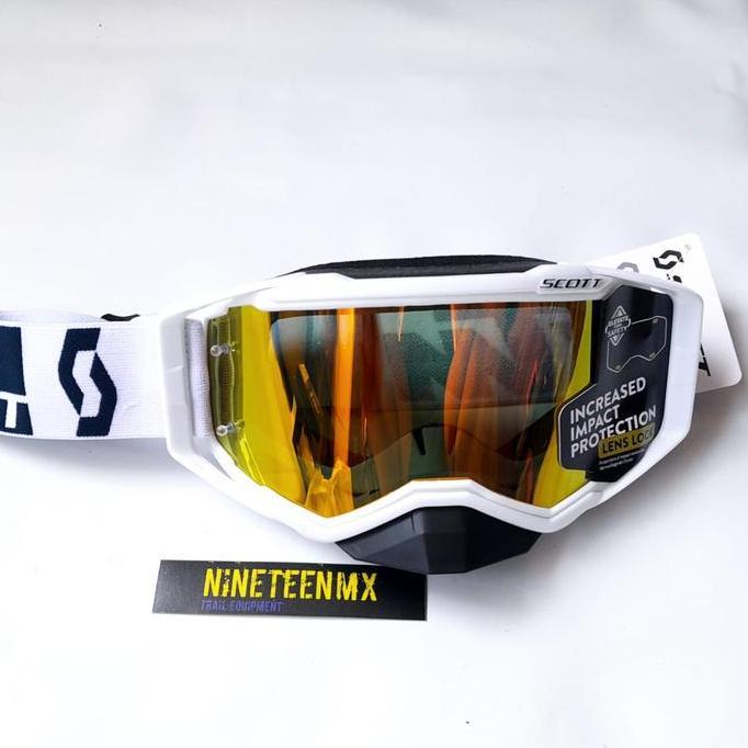 TERLARIS - GOGGLE CROSS SCOTT PUTIH LENSA KUNING FULLSET