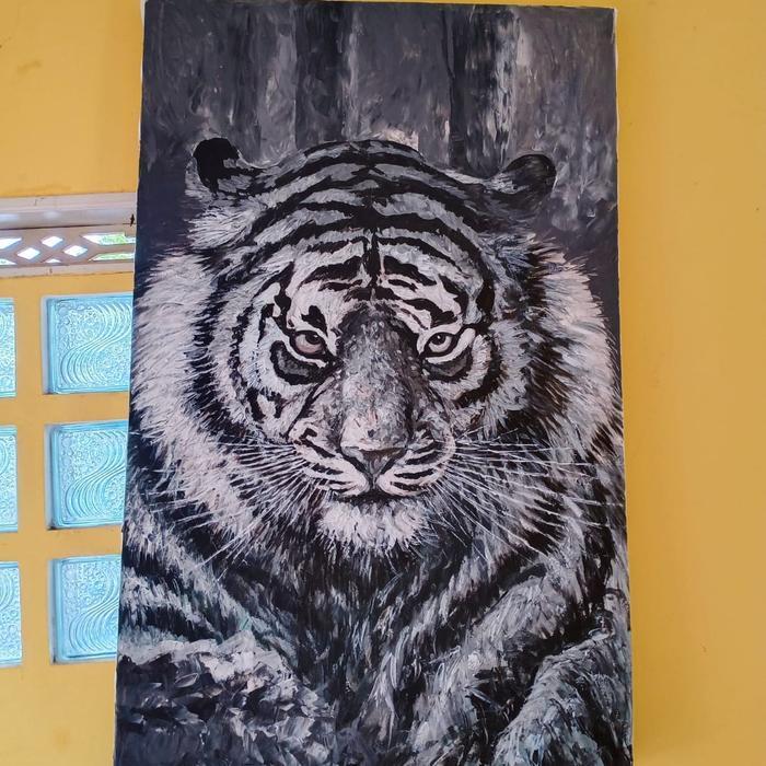 lukisan macan putih premium