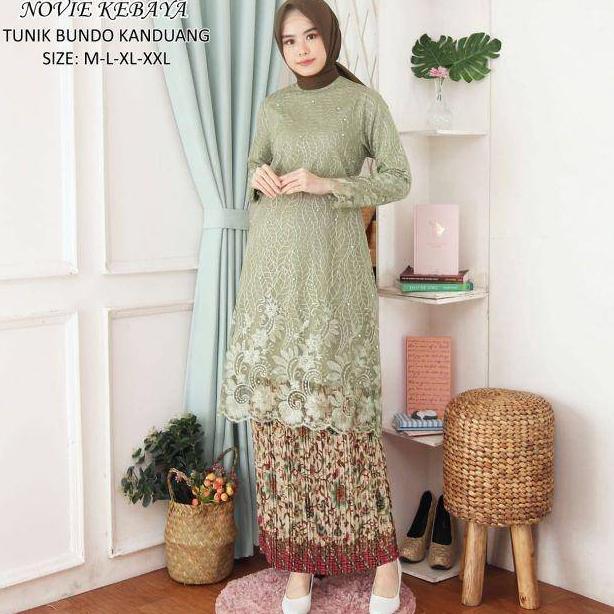 PREMIUM ( REALPICT ) Kebaya Tunik Tulle Bordir - Kebaya Novie Kebaya - Kebaya Modren - Setelan Kebay