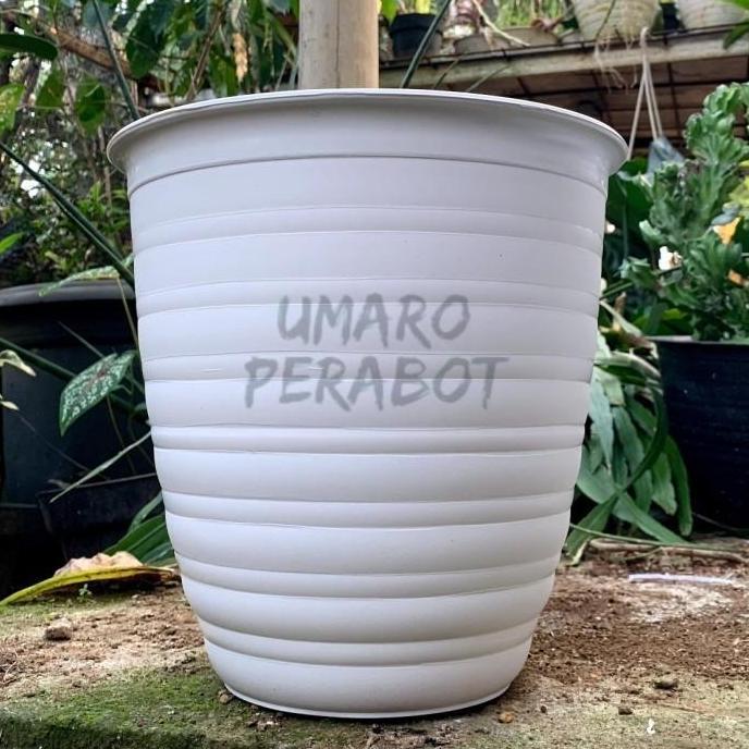 Pot Tirus Ukuran 25 Warna Putih / Pot Tanaman / Pot Bunga / Pot Plastik / Umaro Perabot