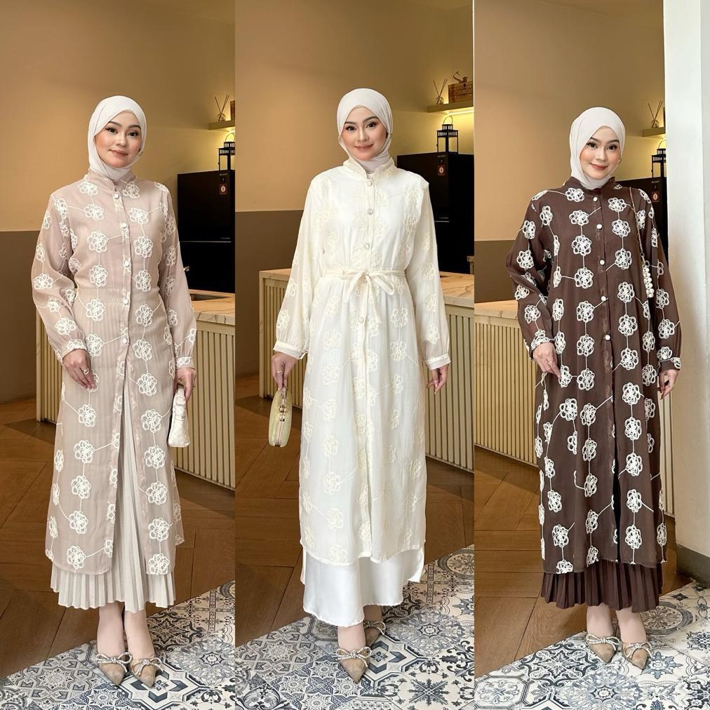 NEW Dezhaf - Faaza Long Tunik / Tunik Silk Bordir / Tunik Lebaran