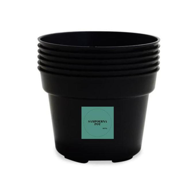 pot bunga tanaman plastik hitam 25cm